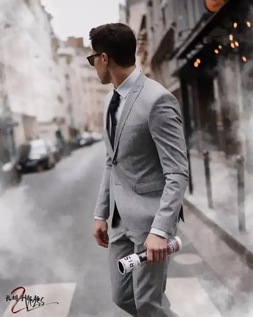 男士时尚丨街头灰色西装