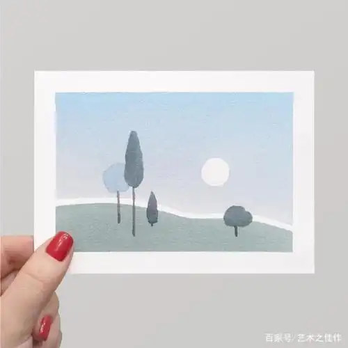 极简主义小清新水彩画,非常适合初学者学习