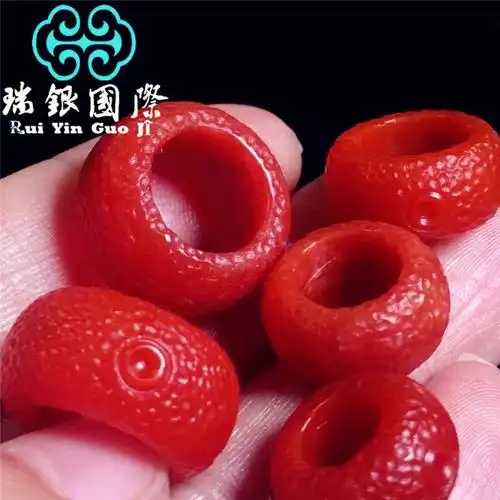 原矿南红玛瑙陨石跑环柿子锦红diy配件环扣指环散珠配饰保山南红