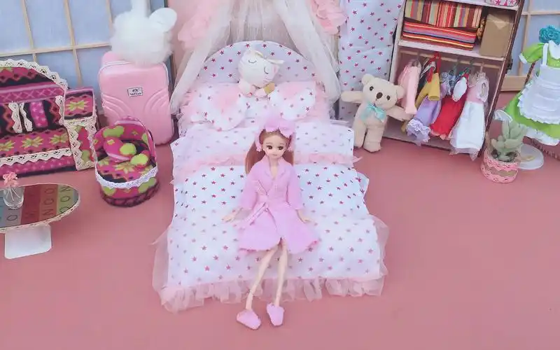 拿来给芭比娃娃做睡衣拖鞋发箍!睡觉美美哒~_哔哩哔哩_bilibili