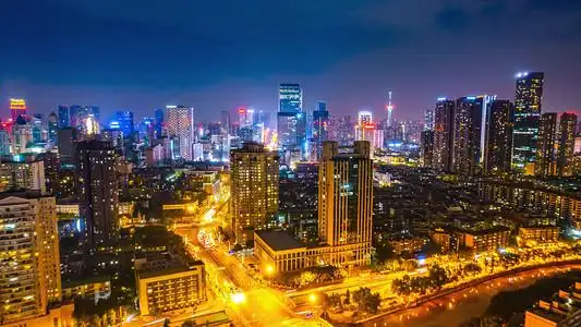 震撼航拍成都繁华城市夜景车流