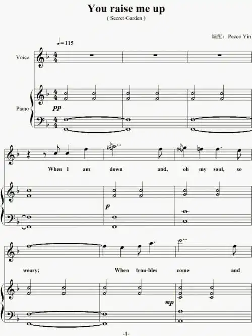 youraisemeup钢琴谱弹唱弹奏完美版