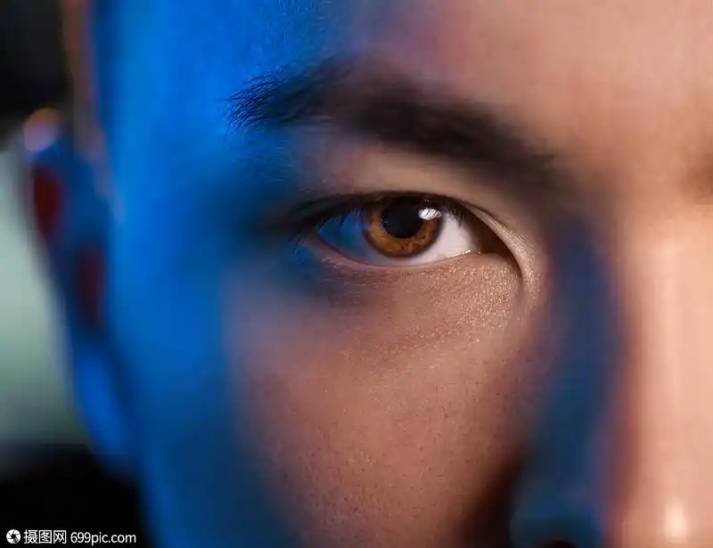 男子眼部特写亚洲的虹膜