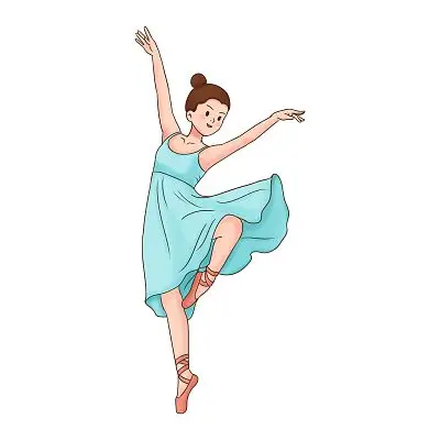 手绘卡通风格舞蹈女孩舞蹈女孩元素舞蹈女孩蓝色裙子跳舞jpg素材舞蹈