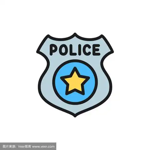 警察徽章单色图标孤立在白色