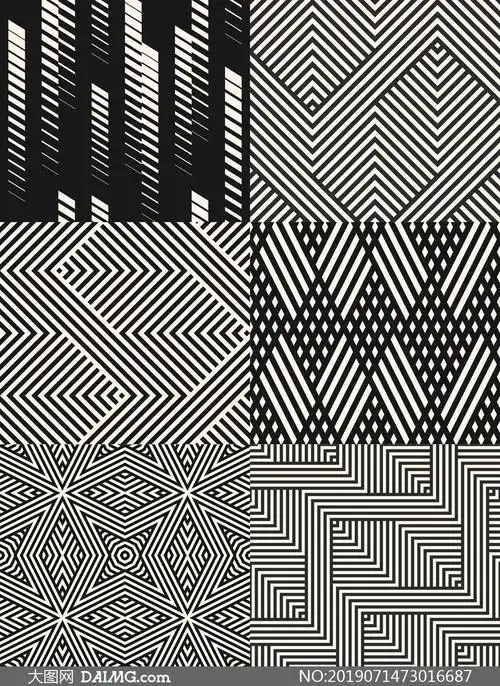 黑白无缝平铺几何图案设计矢量素材_大图网图片素材