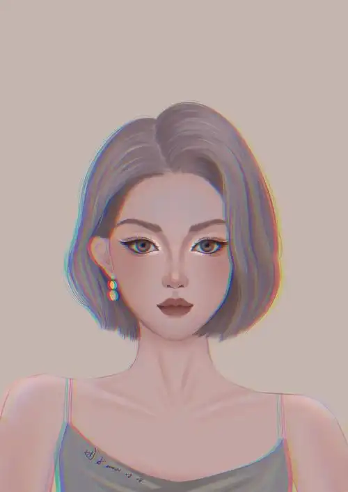 短发女生手绘头像 |酷飒辣妹欧美风|插画|商业插画|青梅团子 - 原创