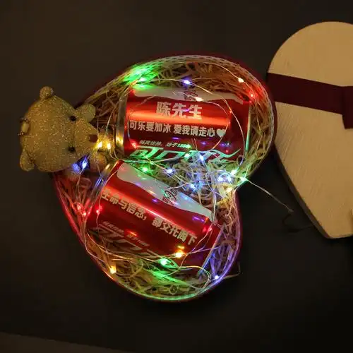 可口可乐定制diy网红爱心盒2瓶抖音珍藏版男朋友百世百事可乐罐装