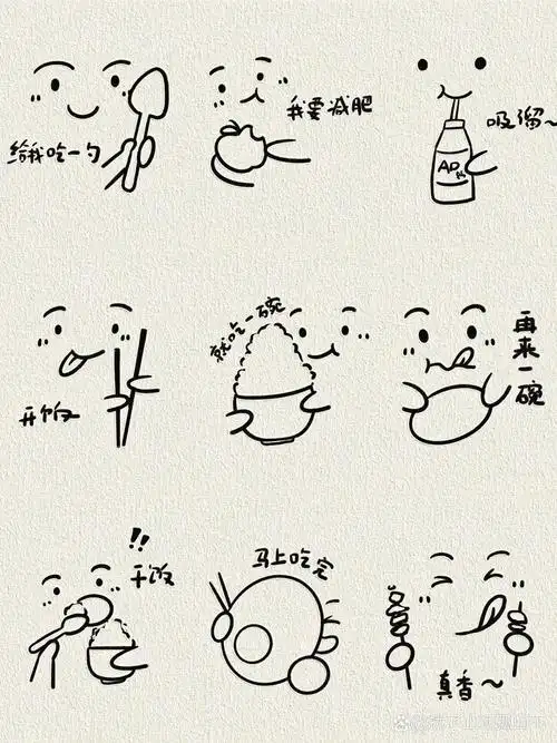 可可爱爱表情包简笔画第15弹～干饭篇