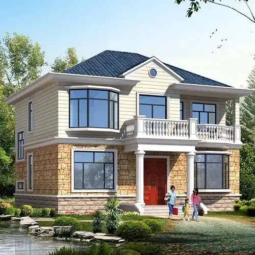 新农村二层带阳台堂屋小别墅效果图施工图农村房子设计图鼎川建筑