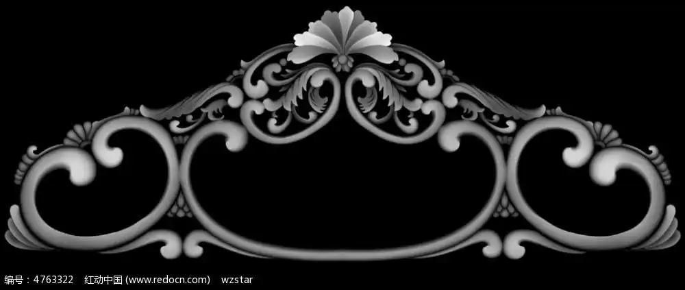 中国风花纹黑白浮雕画