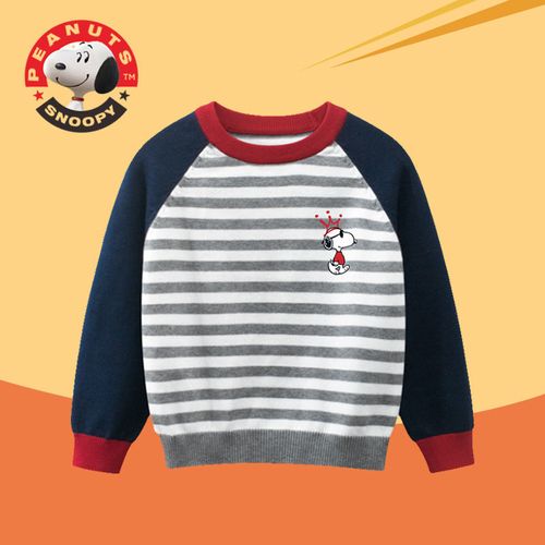 史努比童装毛衣儿童针织衫春装休闲圆领套头条纹毛衣洋气男童