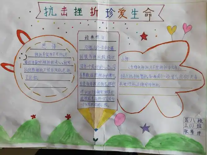 小学生手抄报如何面对挫折的手抄报小学生热爱生命战胜挫折手抄报关于