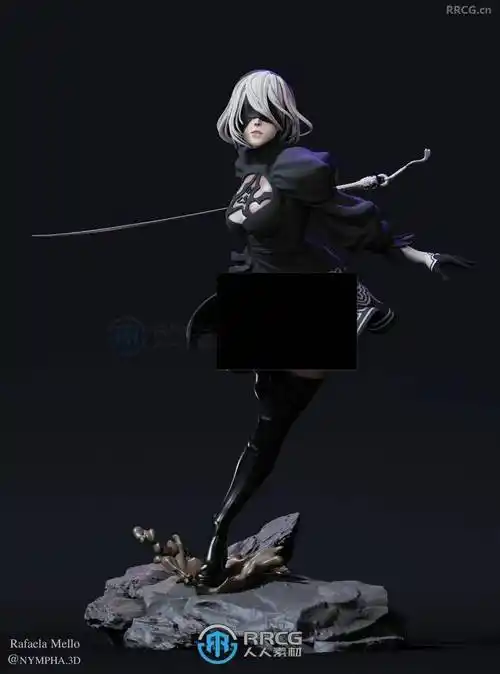 2b机器人《尼尔:机械纪元》游戏角色雕刻手办3d打印模型_尤尔哈_html