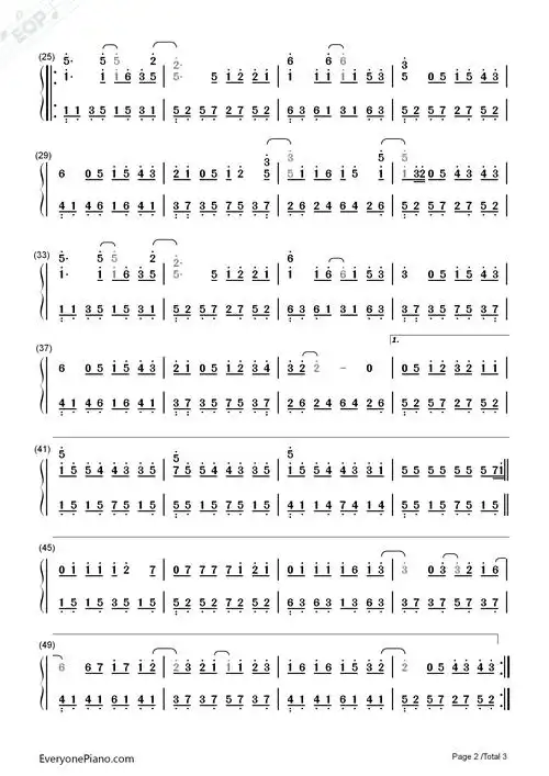 天后-陈势安双手简谱预览2-钢琴谱文件(五线谱,双手简谱,数字谱,midi