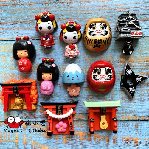 日本元素达摩镰仓和风 飞镖广岛冰箱贴熊本城宫岛原单磁贴日式ins