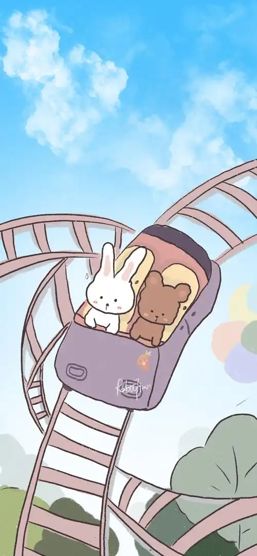 小熊与兔子可爱日常手绘手机壁纸第一辑
