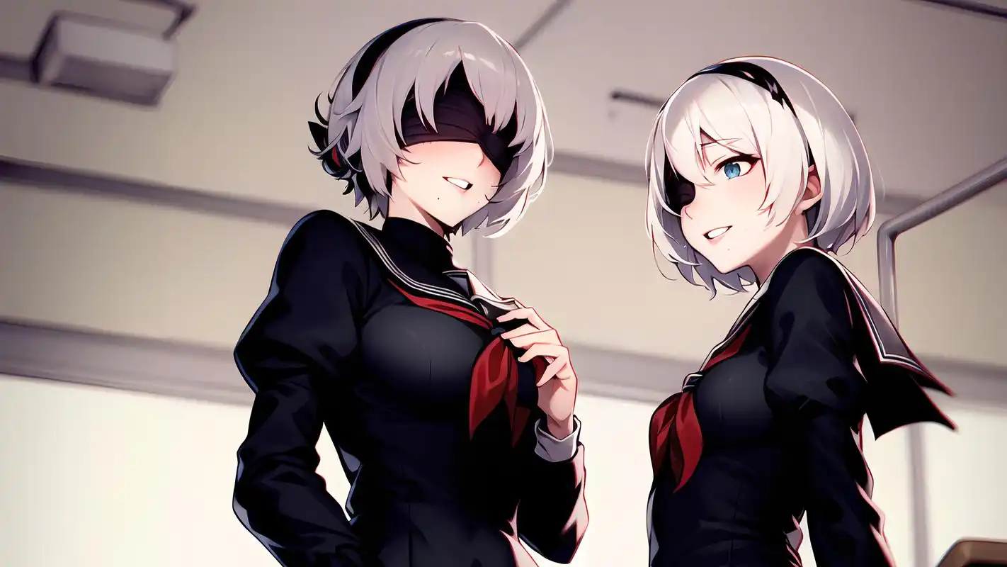 精选高清尼尔机械纪元2b小姐姐壁纸(jk版)|二次元手机游戏壁纸