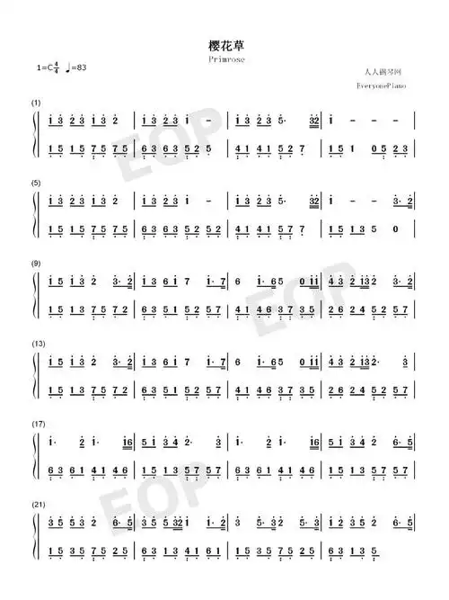钢琴简谱樱花草