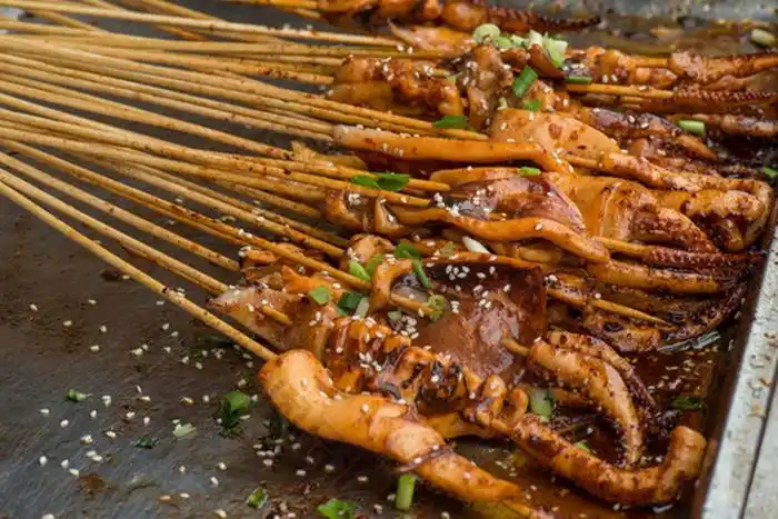 烤鱿鱼烧烤图片