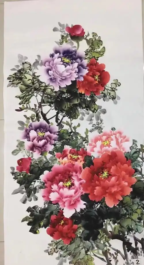 13幅牡丹六尺整张竖幅欣赏