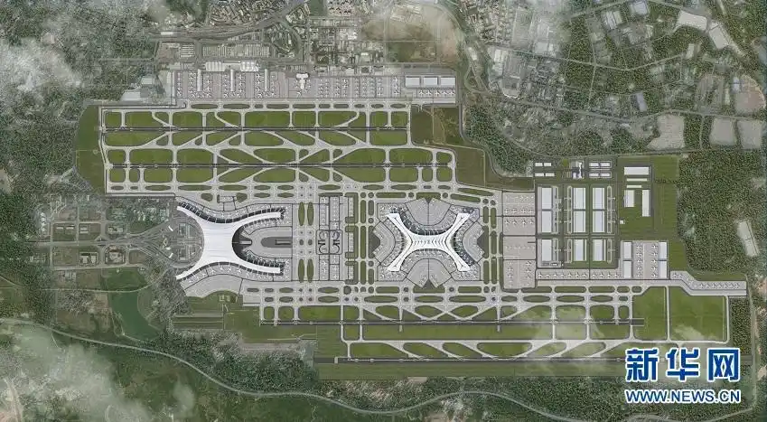 重庆江北国际机场总体规划平面图.新华网发