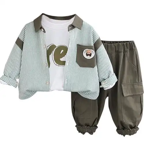 男孩春秋季套装休闲三件套帅气时髦小童衣服小童2024新款男童春装