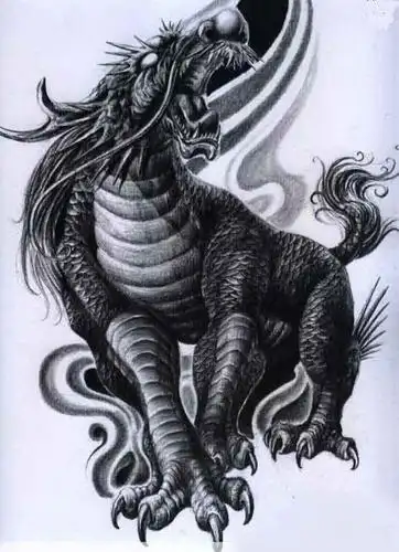 霸气凶猛麒麟纹身手稿