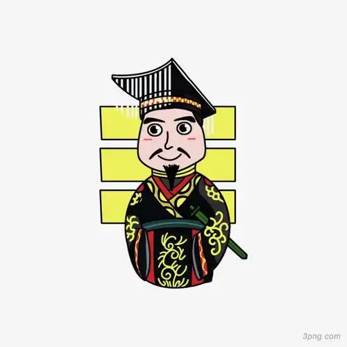 卡通秦始皇嬴政png素材透明免抠图片卡通手绘