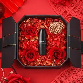 【520礼物】大牌macerio口红602小辣椒色八角玫瑰礼盒套装送女友
