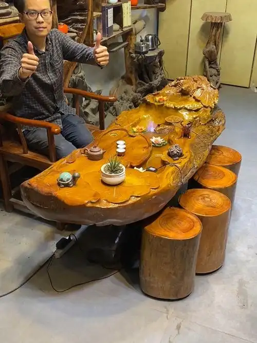 化腐朽为神奇,原木树根茶台根雕茶桌 #根雕茶台   #茶桌茶台   #匠人