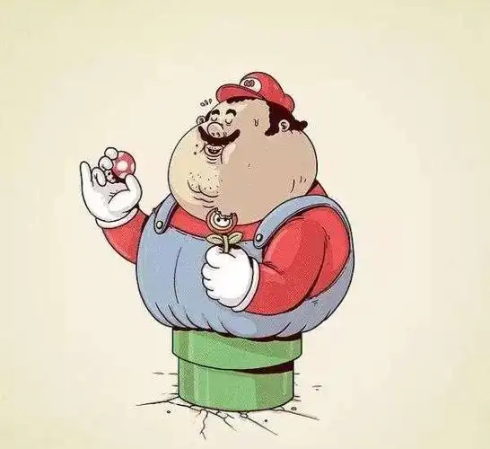 当动漫人物变成200斤胖子马里奥卡在管道里悟空胖成球