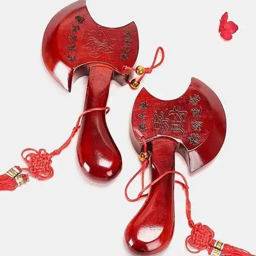 5cm] 婚房装饰桃木斧子婚庆用品坐福压床乔迁搬家镇宅小摆件结婚斧子