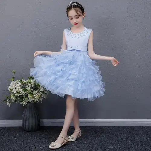 女童连衣裙公主礼服裙儿童婚纱蓬蓬裙蛋糕裙表演裙主持洋气花童服