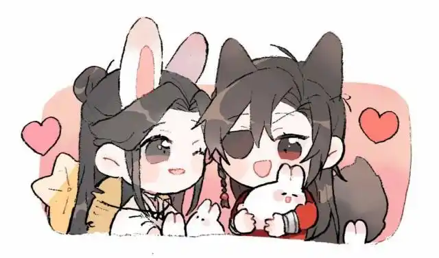 q版的花城和谢怜,每一组都很可爱!