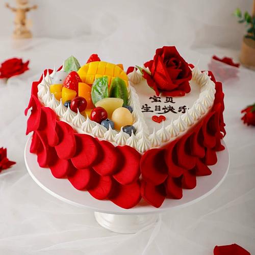 心形爱心花卉水果网红蛋糕模型2024新款生日假蛋糕塑胶样品