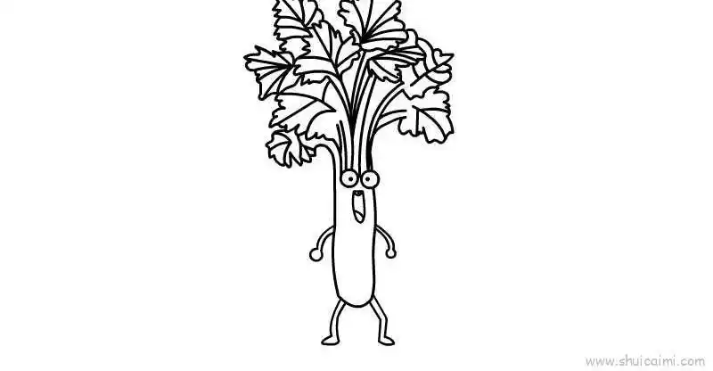 芹菜儿童画怎么画 芹菜简笔画图片 - 水彩迷
