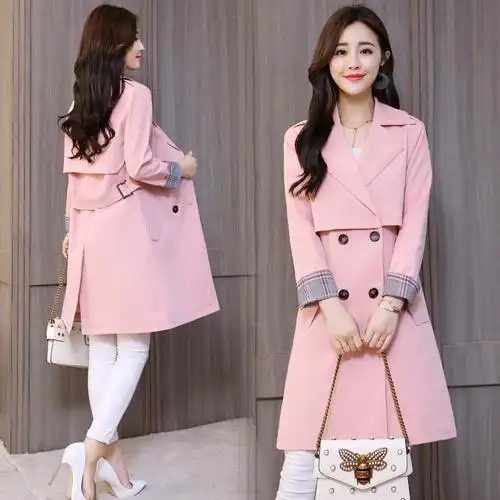 女士秋装新品女式休闲春秋外套韩版修身外衣港风年轻风衣女中长款