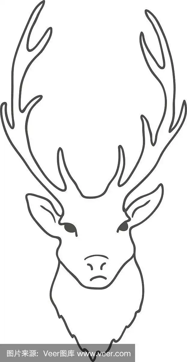 鹿头孤立在白色背景.向量