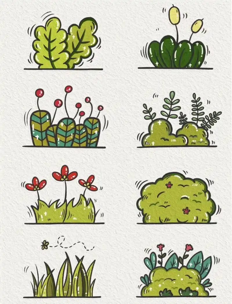 画画|草丛.#一起学画画 #简笔画 #手绘 #临摹 - 抖音