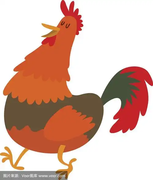可爱的卡通公鸡矢量插图