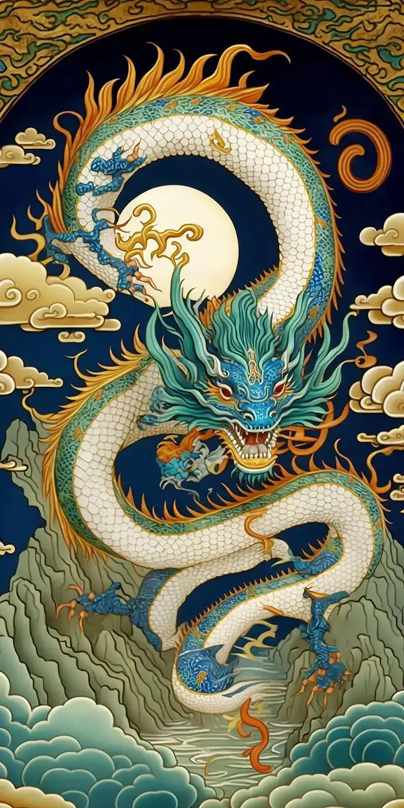 再做一期竖版的龙,做手机屏保长按即可下载#ai绘画 #原创插 - 抖音