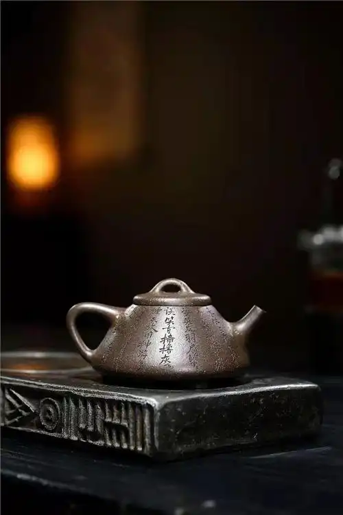 朱正琴紫砂壶作品|古铜泥子冶石瓢壶300cc手制正品多少钱