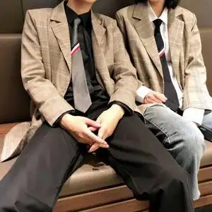 欧洲站男装 欧货潮情侣装西服秋新款小西装双排扣韩版外套学院风