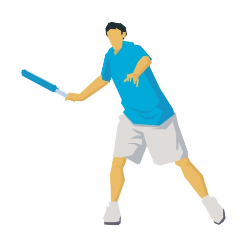 卡通矢量手拿网球拍的人网球公开赛