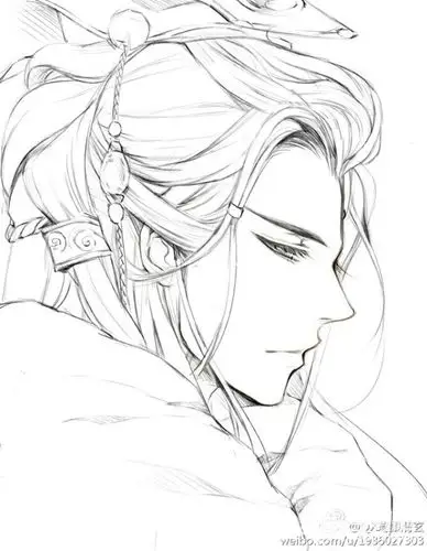 动漫素描画图片铅笔画男生