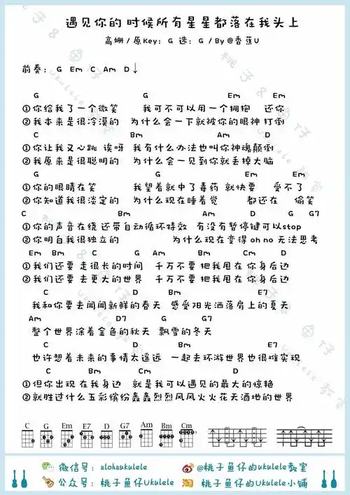 遇见你的时候所有星星都落到我头上小u谱