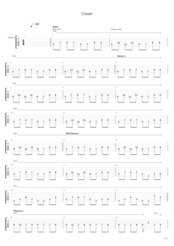 closer吉他谱