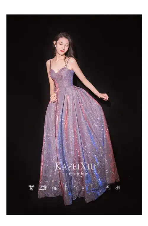 星空晚礼服女2020新款生日派对小礼服夏装宴会年会聚会连衣裙高贵