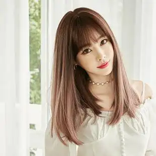 假发女长直发蓬松自然全头套网红巧克力长发气质中长发渐变锁骨发